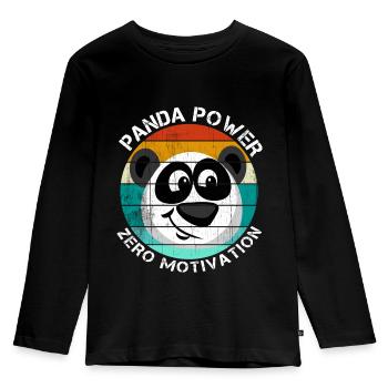 Panda Power Zero Motivation - Kinder Premium Bio Langarmshirt - Schwarz - Vorne - AI Model Kid Male (0cm)