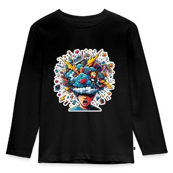 Teen Explode - Gefühlschaos pur - Kinder Premium Bio Langarmshirt - Schwarz - Vorne - AI Model Kid Male (0cm)