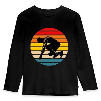 Athlète sprinteur - T-shirt manches longues Premium Enfant - noir - Devant - AI Model Kid Male (0cm)