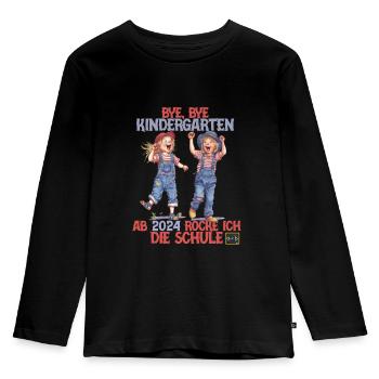 Bye bye Kindergarten ab 2024 rocke ich die Schule - Kinder Premium Bio Langarmshirt - Schwarz - Vorne - AI Model Kid Male (0cm)
