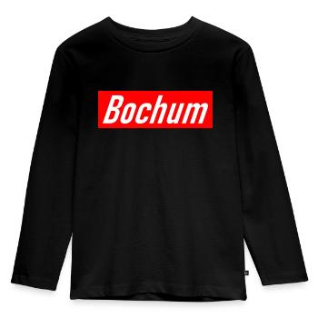 Bochum - Slogan - Deutschland - Germany - Kinder Premium Bio Langarmshirt - Schwarz - Vorne - AI Model Kid Male (0cm)
