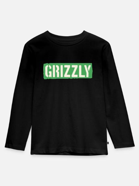 Grizzly Bär Slogan - Kinder Premium Bio Langarmshirt - Schwarz