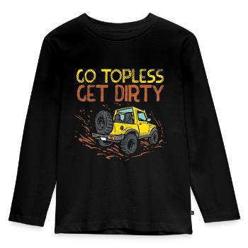 Oben ohne wird's schmutzig - Kinder Premium Bio Langarmshirt - Schwarz - Vorne - AI Model Kid Male (0cm)