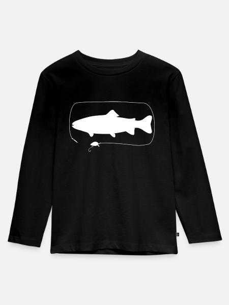Forelle mit Wobbler - Kinder Premium Bio Langarmshirt - Schwarz