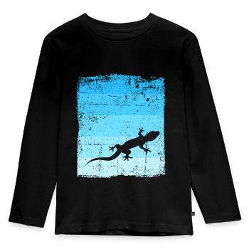 GECKO - Kinder Premium Bio Langarmshirt - Schwarz - Vorne - AI Model Kid Male (0cm)