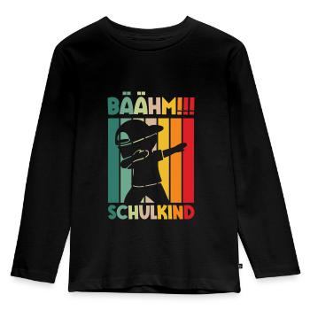 Schulkind 1. Klasse Einschulung Schuljunge - Kinder Premium Bio Langarmshirt - Schwarz - Vorne - AI Model Kid Male (0cm)