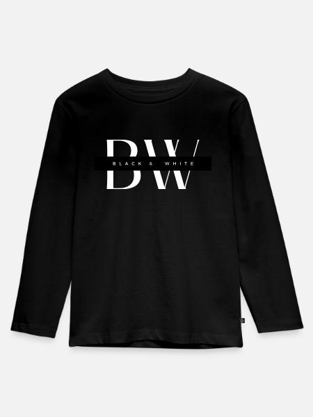 Black and White BW - Kinder Premium Bio Langarmshirt - Schwarz