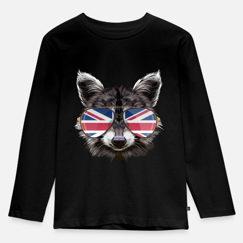 United Kingdom Waschbär - Kinder Premium Bio Langarmshirt - Schwarz