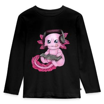 Gaming Axolotl Gamesolotl Geschenk Gamer Streamer - Kinder Premium Bio Langarmshirt - Schwarz - Vorne - AI Model Kid Male (0cm)