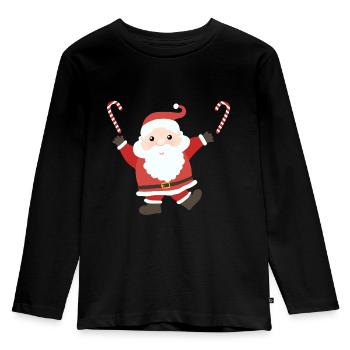 Père noel cute sucre d'orge - T-shirt manches longues Premium Enfant - noir - Devant - AI Model Kid Male (0cm)