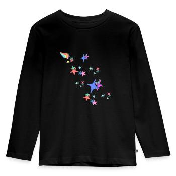 Sterne,stern, bunte Sterne, comic - Kinder Premium Bio Langarmshirt - Schwarz - Vorne - AI Model Kid Male (0cm)