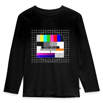 Testbild Fernsehen Bildschirm nostalgisch Display - Kinder Premium Bio Langarmshirt - Schwarz - Vorne - AI Model Kid Male (0cm)