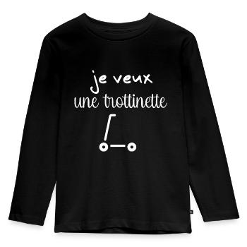 je veux une trottinette - T-shirt manches longues Premium Enfant - noir - Devant - AI Model Kid Male (0cm)