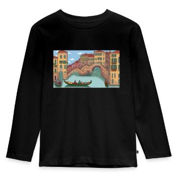 Venice, Italy - Pixel Art - Kids' Premium Longsleeve Shirt - black - Front - AI Model Kid Male (0cm)