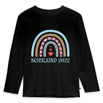 Schulkind 2022 Schulanfang Regenbogen Einschulung - Kinder Premium Bio Langarmshirt - Schwarz - Vorne - AI Model Kid Male (0cm)