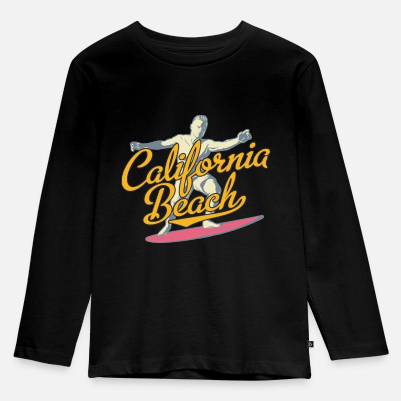 Surfen - Kinder Premium Bio Langarmshirt - Schwarz