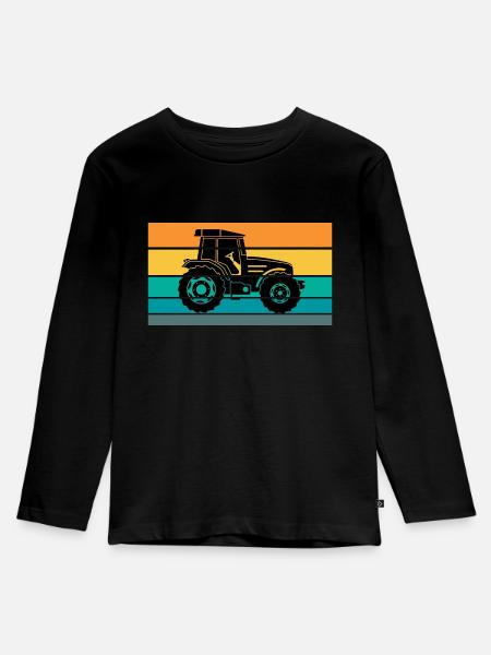 Traktor - Kinder Premium Bio Langarmshirt - Schwarz