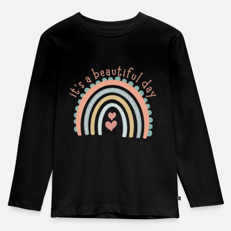 Rainbow Kollektion - Kinder Premium Bio Langarmshirt - Schwarz