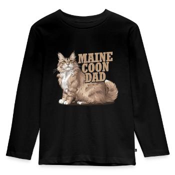 Maine Coon Dad Cat Kitten Father - Kids' Premium Longsleeve Shirt - black - Front - AI Model Kid Male (0cm)