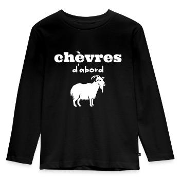 chèvres d'abord - T-shirt manches longues Premium Enfant - noir - Devant - AI Model Kid Male (0cm)