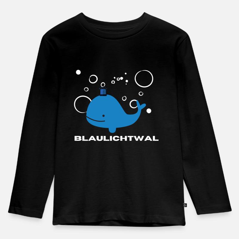 Blaulichtwal mit Luftblasen | Geschenk, Idee - Kinder Premium Bio Langarmshirt - Schwarz