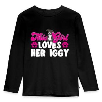 Italian Greyhound Greyhound Dogs - Kids' Premium Longsleeve Shirt - black - Front - AI Model Kid Male (0cm)