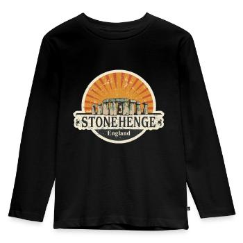 stonehenge england sunset - Kids' Premium Longsleeve Shirt - black - Front - AI Model Kid Male (0cm)