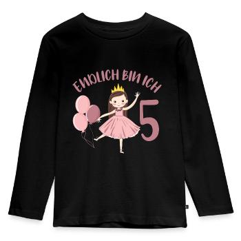 Chemise d’anniversaire princesse enfin 5 ans fille - T-shirt manches longues Premium Enfant - noir - Devant - AI Model Kid Male (0cm)
