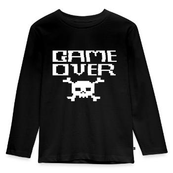Game Over ASCII - Kinder Premium Bio Langarmshirt - Schwarz - Vorne - AI Model Kid Male (0cm)