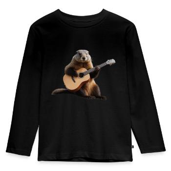 marmotte musicien guitare - T-shirt manches longues Premium Enfant - noir - Devant - AI Model Kid Male (0cm)