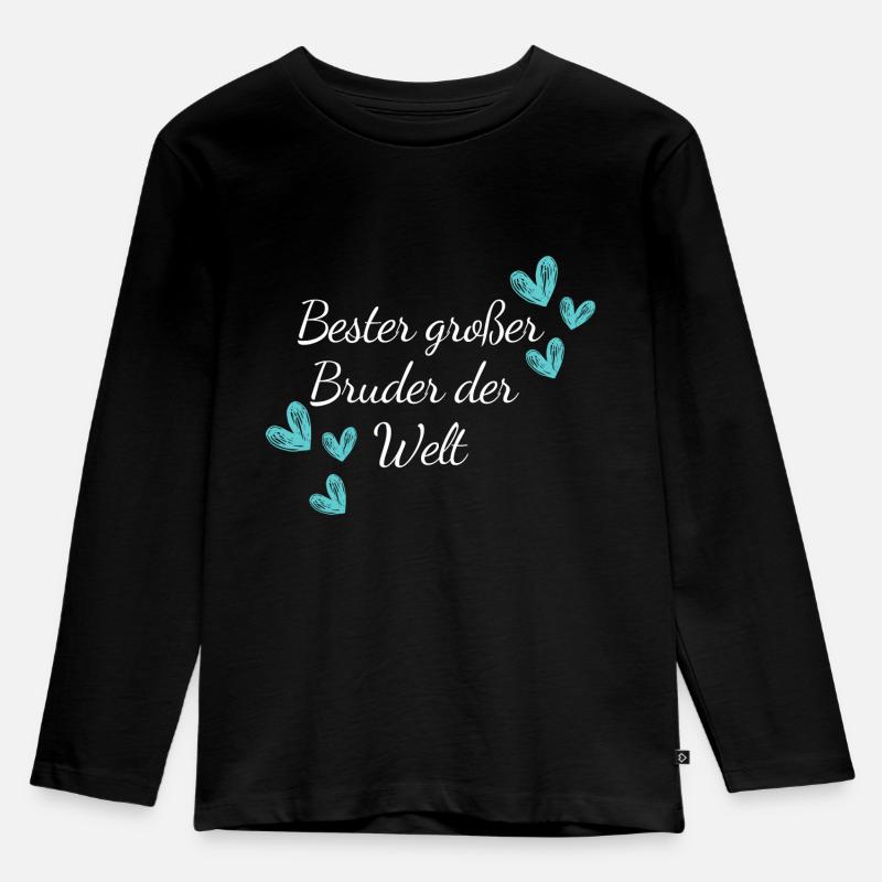 Bester großer Bruder - Kinder Premium Bio Langarmshirt - Schwarz