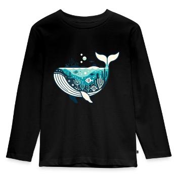 Wal - Kinder Premium Bio Langarmshirt - Schwarz - Vorne - AI Model Kid Male (0cm)