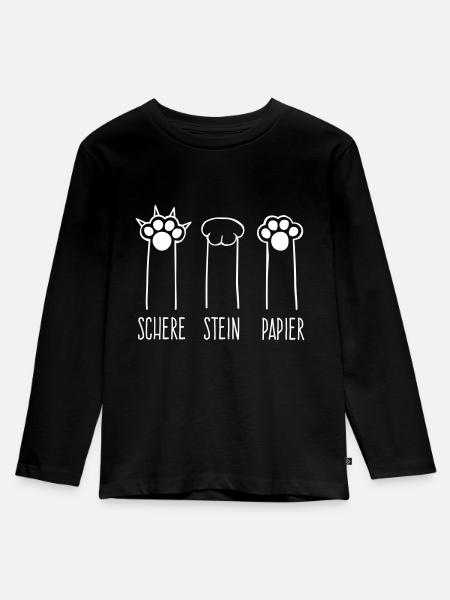 Schere Stein Papier - Kinder Premium Bio Langarmshirt - Schwarz