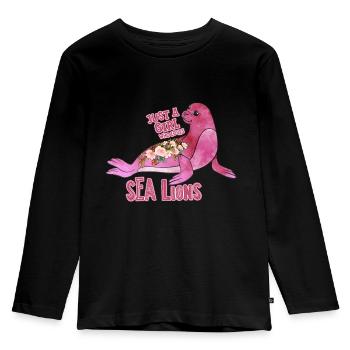 Ocean Sublimation - Kids' Premium Longsleeve Shirt - black - Front - AI Model Kid Male (0cm)