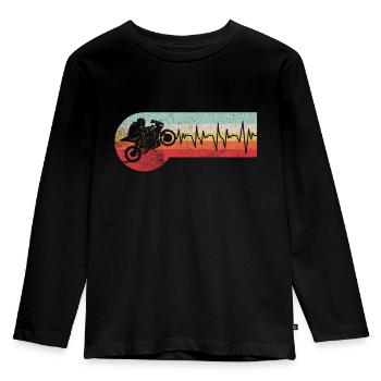 Machine de course de motocycliste à rythme cardiaque moto - T-shirt manches longues Premium Enfant - noir - Devant - AI Model Kid Male (0cm)