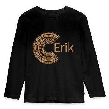 Für Erik - Kinder Premium Bio Langarmshirt - Schwarz - Vorne - AI Model Kid Male (0cm)