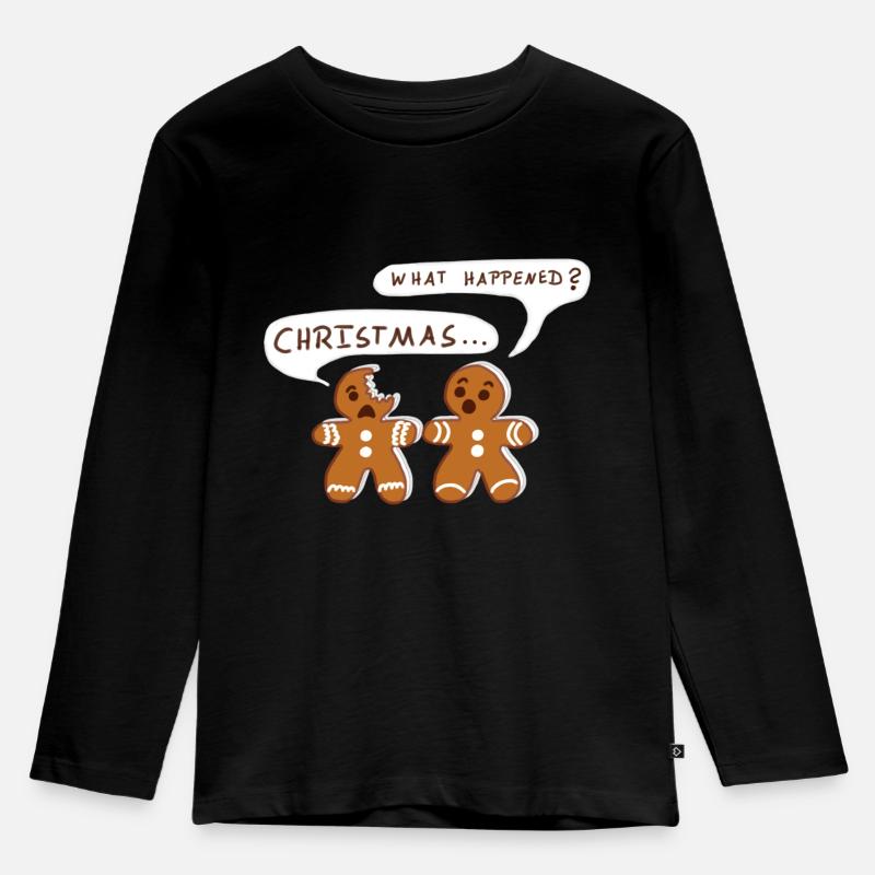 Ginger man eaten up Christmas - Kinder Premium Bio Langarmshirt - Schwarz