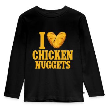 Chicken Nugget Liebhaber Chicken Nuggets - Kinder Premium Bio Langarmshirt - Schwarz - Vorne - AI Model Kid Male (0cm)