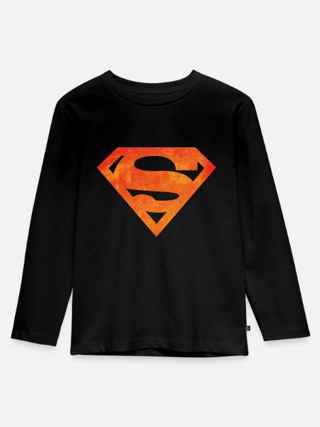Justice League Superman Logo - Kinder Premium Bio Langarmshirt - Schwarz
