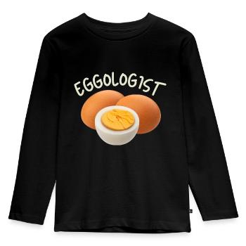 Egg, eggs, funny saying - Kids' Premium Longsleeve Shirt - black - Front - AI Model Kid Male (0cm)