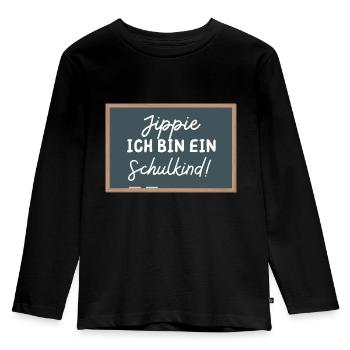Schulkind Einschulung Schulanfang Mädchen Jungen - Kinder Premium Bio Langarmshirt - Schwarz - Vorne - AI Model Kid Male (0cm)