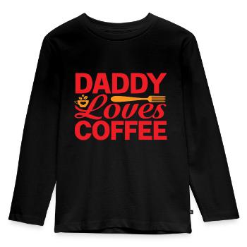 Daddy loves Coffee - Kids' Premium Longsleeve Shirt - black - Front - AI Model Kid Male (0cm)