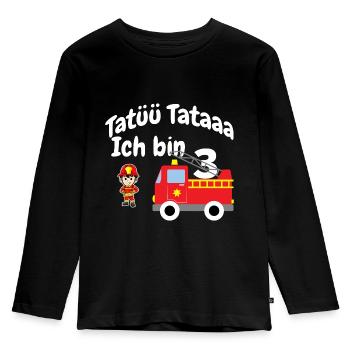 Kinder Feuerwehrmann mit Feuerwehr 3 - Kinder Premium Bio Langarmshirt - Schwarz - Vorne - AI Model Kid Male (0cm)