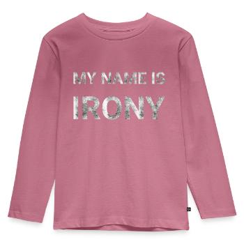 My name is IRONY - Kids' Premium Longsleeve Shirt - mauve - Front - AI Model Kid Female (0cm)
