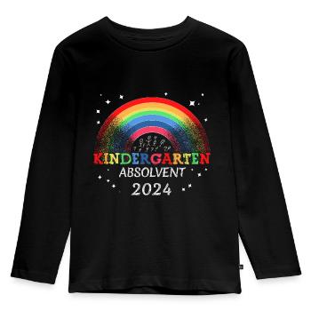 Kindergarten Absolvent 2024 Regenbogen Einschulung - Kinder Premium Bio Langarmshirt - Schwarz - Vorne - AI Model Kid Male (0cm)