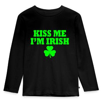 Kiss me im irish - Kids' Premium Longsleeve Shirt - black - Front - AI Model Kid Male (0cm)