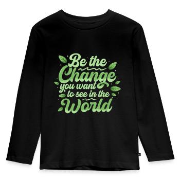 Jour de la Terre 22 avril : soyez le changement dans le monde - T-shirt manches longues Premium Enfant - noir - Devant - AI Model Kid Male (0cm)