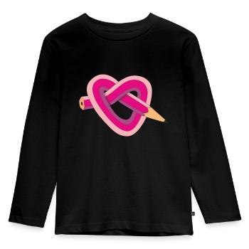 crayon coeur - T-shirt manches longues Premium Enfant - noir - Devant - AI Model Kid Male (0cm)