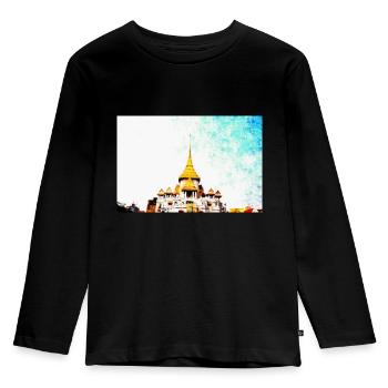 Tempel in Thailand - Kinder Premium Bio Langarmshirt - Schwarz - Vorne - AI Model Kid Male (0cm)