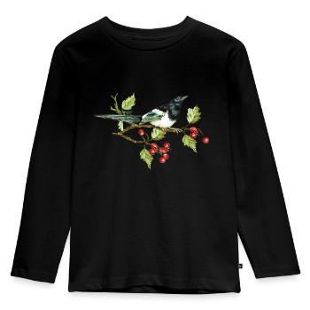 Bunter Vogel - Kinder Premium Bio Langarmshirt - Schwarz - Vorne - AI Model Kid Male (0cm)